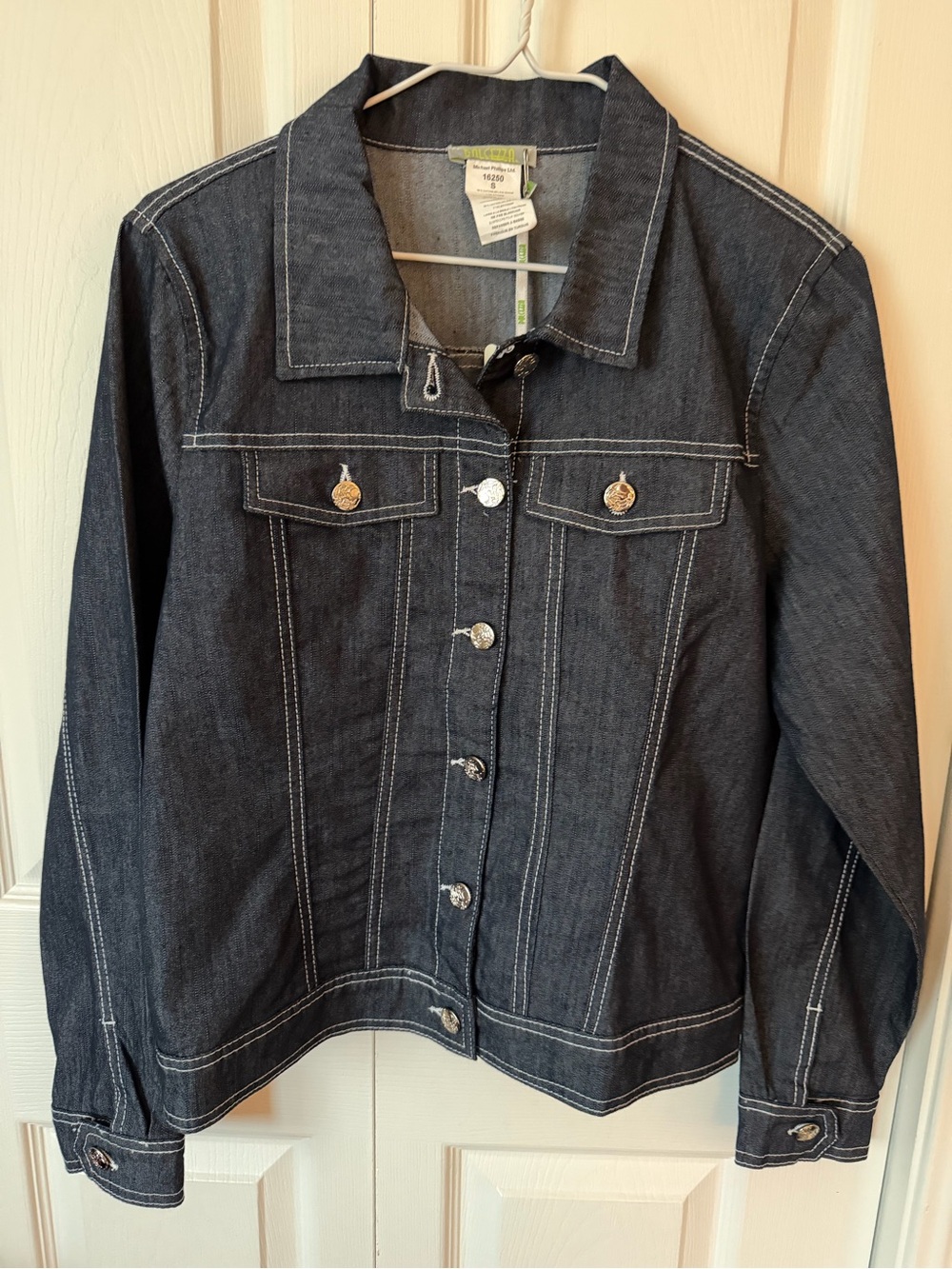 Women’s Dark Indigo Denim Jacket with Contrast Stitching